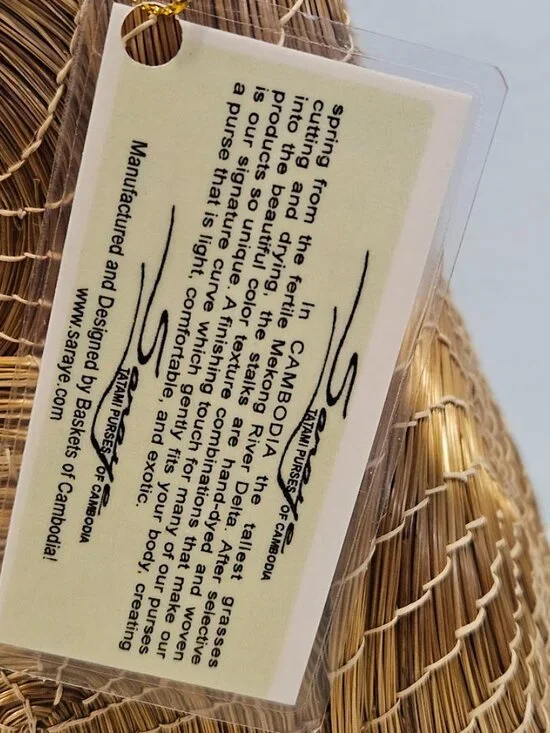 Basket of Cambodia Saraye Purse Woven Grass Boho Bag City Chic Boho Handmade - Picture 4 of 16